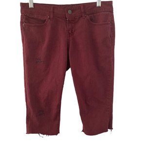 Divine Right Of Denim Shorts Bermuda Burgundy Womens Size 28 Stretch